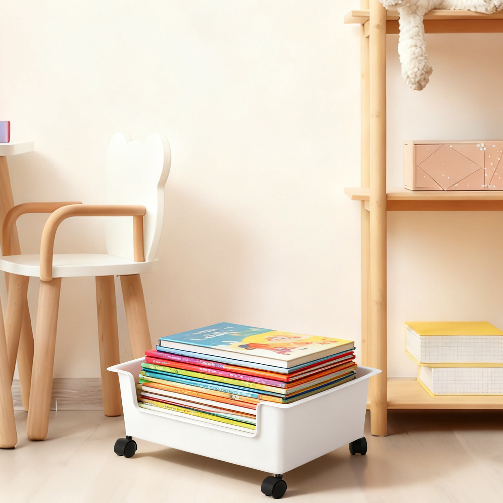 Book Cart Rolling - Buch-Aufbewahrungsbox mit Rollen, Schreibtisch-Organizer, Kreatives Robustes