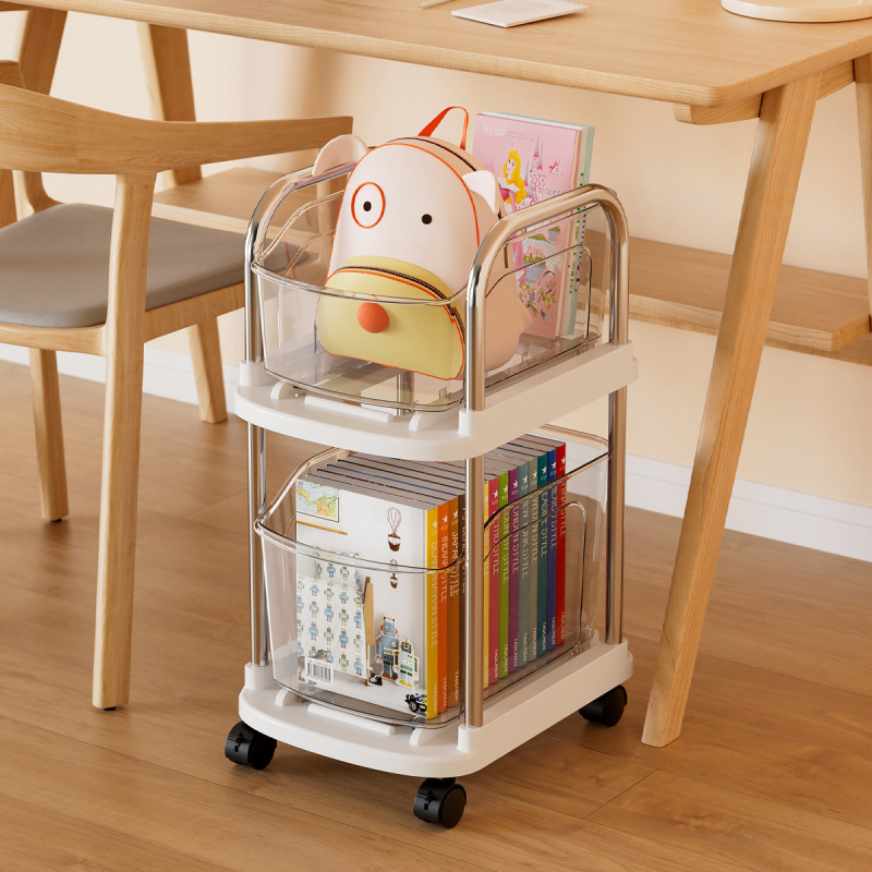 Book Cart Rolling - Rollbarer Aufbewahrungswagen aus Kunststoff, Mobiler Organizer