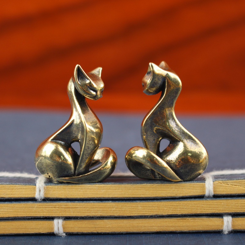 Office Furniture Used - Mini-Katzenfiguren aus Messing, lustige Skulptur, Mini-Katzen,