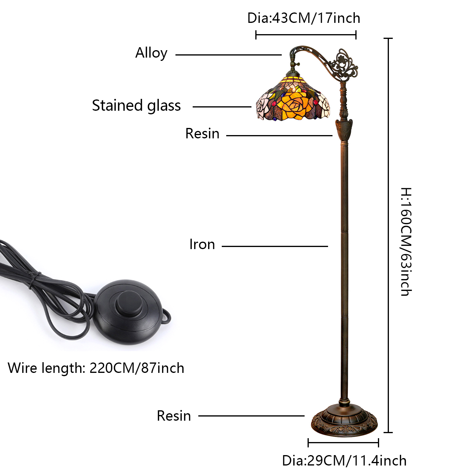 Tiffany-Stehlampe, Verstellbar – Floor Lamp Arched Bewertung und Preis